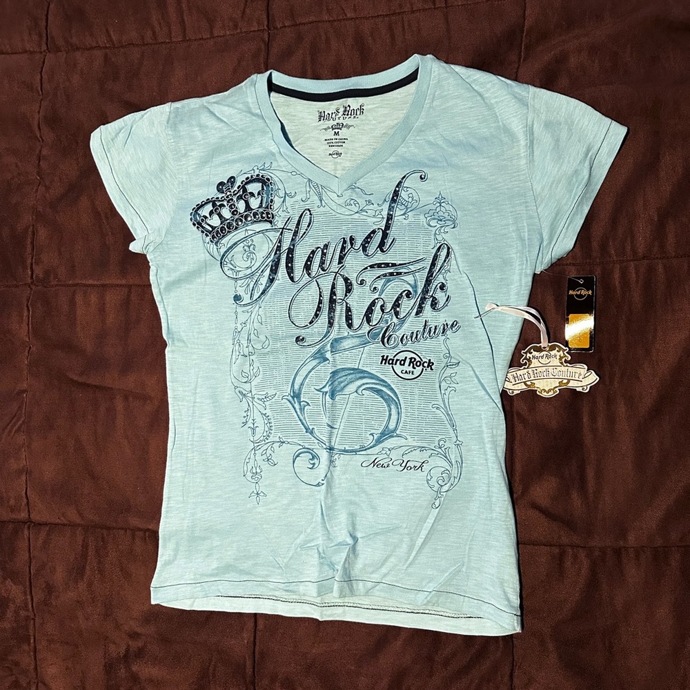 Hard Rock Cafe New York Light Blue Graphic Tee NWT